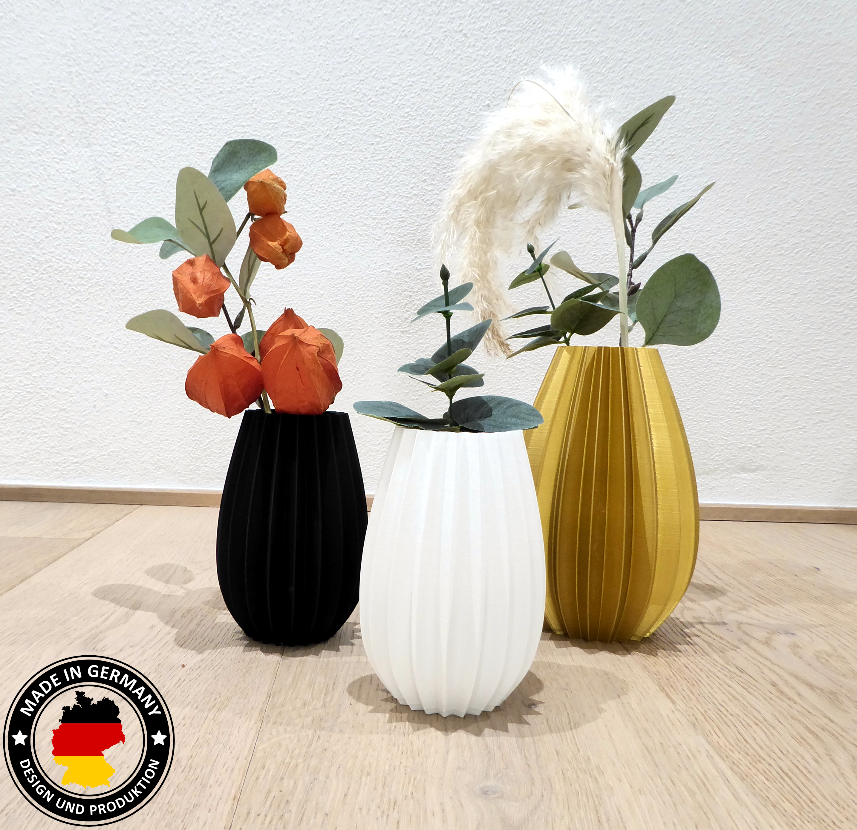Vase in zeitlos moderner Optik für Trockenblumen